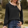 thumbnail image 2 of Timegard Blouse pour Femmes, Oeillets, Encolure Dégagée, Volants, Manches Longues, Hauts d'Automne Décontractés et Confortables, Couleur Unie, 2 of 8