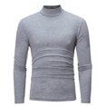 thumbnail image 1 of Men‘s Autumn Winter Pure Color Turtleneck Long Sleeve T-shirt Top Blouse, 1 of 3