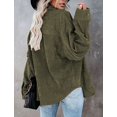 thumbnail image 5 of Chemises en Velours Côtelé à Boutons pour Femmes Col Rabattu Blouse à Manches Longues Hauts, 5 of 5