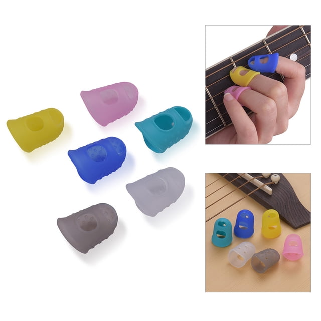 Eccomum 6pcs Guitar Silicone Finger Fingertip Protectors for Guitar Ukulele Beginners (Random Color Delivery)