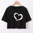 thumbnail image 4 of Plebaso T-Shirts Courts Graphiques pour Femmes à Manches Courtes, Imprimés, Ajustés, Col Rond, Décontractés, T-Shirts d'Été pour Femmes, 4 of 5