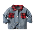 thumbnail image 1 of MeetoTime Veste en Jean pour Bébé, Décontractée, à Carreaux, Manches Longues, Printemps Automne, pour Garçons et Filles, 1 of 7