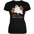 thumbnail image 1 of Halloween Ghost Sheet Faced Black Juniors Soft T-Shirt, 1 of 1