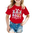 thumbnail image 1 of MIASHUI T-Shirt Graphique Lapin de Pâques pour Filles, Manches Courtes, Été, Rouge, 7-8 Ans, 1 of 4