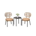 thumbnail image 1 of 3-Piece All-Weather Wicker Bistro Set,2 Rattan Chairs + Tempered-Glass Table, Compact Outdoor Dining Furniture for Garden, Backyard, Balcony & Apartment, 1 of 7