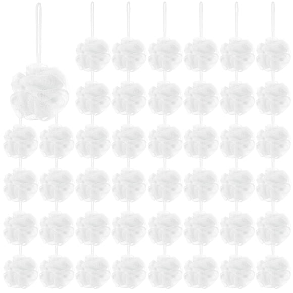 Suttmin 50 Pcs Loofah Sponge Bulk Mini Shower Sponge 3 Inch Loofahs Shower Pouf Mesh Shower Ball for Women Kids Men Exfoliating Bath Scrubber Travel Size S