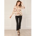 thumbnail image 4 of INSPIRE CHIC Women's Tie V Neck Boho Ruffled 3/4 Sleeve Floral Blouse, 4 of 4