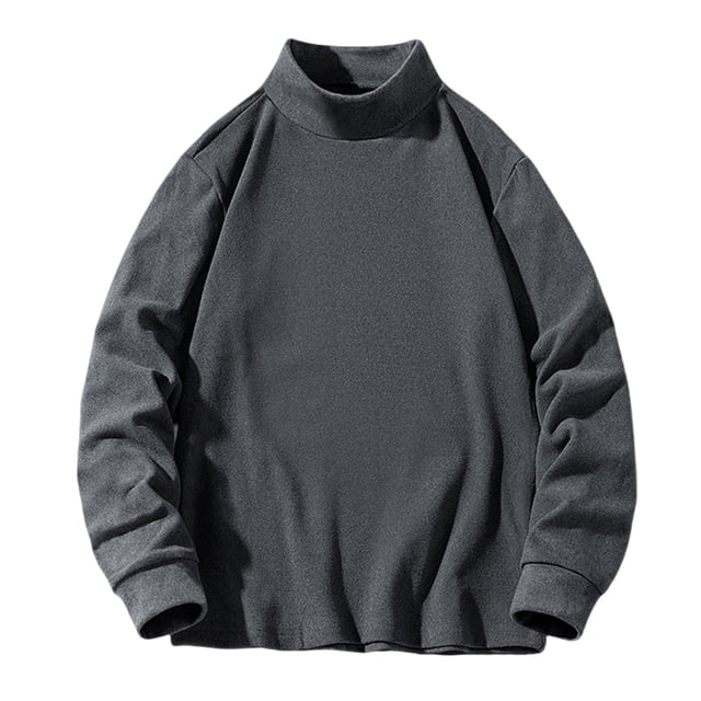 Timegard Fall Tops for Men High Neck Thermal Underwear Solid Color Comfy Pullover Casual Long Sleeve Tops