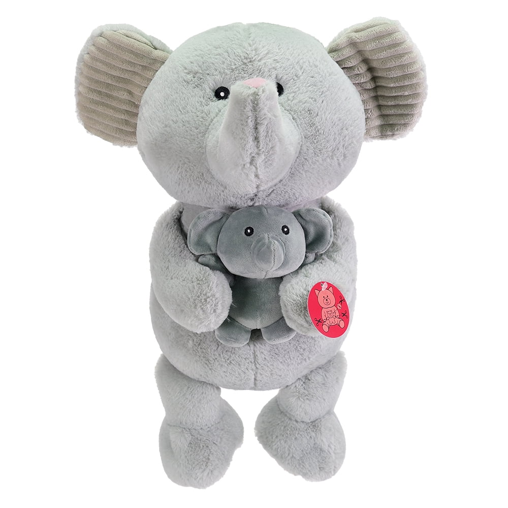 Peluche Kid Connection « Maman et bébé » – Éléphant gris de 35 cm (14 po) pour enfants