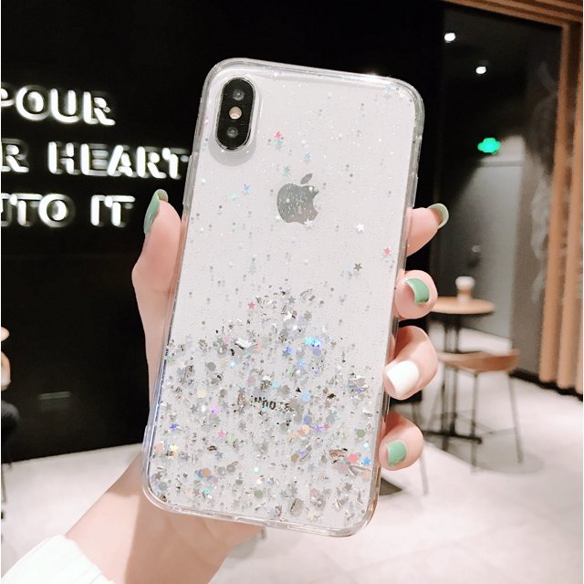 Clear Bling Glitter Phone Case for iPhone 6/6s Shining Sequin Soft Back Cover Case(Transparent)