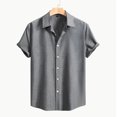 thumbnail image 2 of Kaemgyyd Button down Shirt for Men Plus Size Short Sleeve Lapel Summer Vacation Wedding Tops Breathable Solid Color Work Tee, 2 of 7
