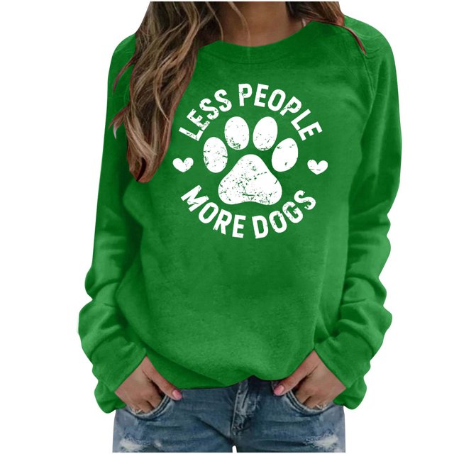 IROINID Vêtements d'Hiver Réduits pour Femmes Chandail à Capuche T-shirt Imprimé Manches Longues Blouse Col Rond Hauts de Détente Chandail en Molleton, Vert