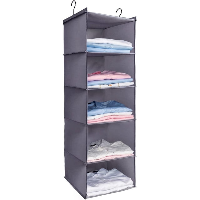 PIPETPET Organiseurs et Rangement Suspendus en Oxford à 5 Tablettes pour Garde-Robe, Organiseur de Rangement Pliable pour Garde-Robe, pour Garde-Robe de VR et Camping, Organiseur Suspendu pour Chaussures Jouets Vêtements de Bébé