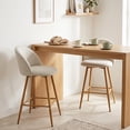 thumbnail image 3 of Homy Casa Set of 2 Counter Height Bar Stools 360 Swivel Upholstered Barrel Chairs for Kitchen Island Beige, 3 of 9
