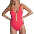 thumbnail image 2 of UPPADA Women's One Piece Swimsuit Cute Floral Front Swimwear Boat Neck Spaghetti Straps Bathing Suit Tummy Control High Cut Ruched Swimsuit Modest Vintage Bathing Suit Clearance Hot Pink,Xl, 2 of 6