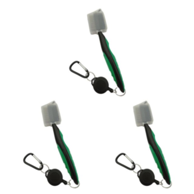 VONKY Stainless Steel Golf Club Brush Portable Handheld Replacement Solid Color Telescopic Double-sided Ball Brushes Green with Lid 3Set