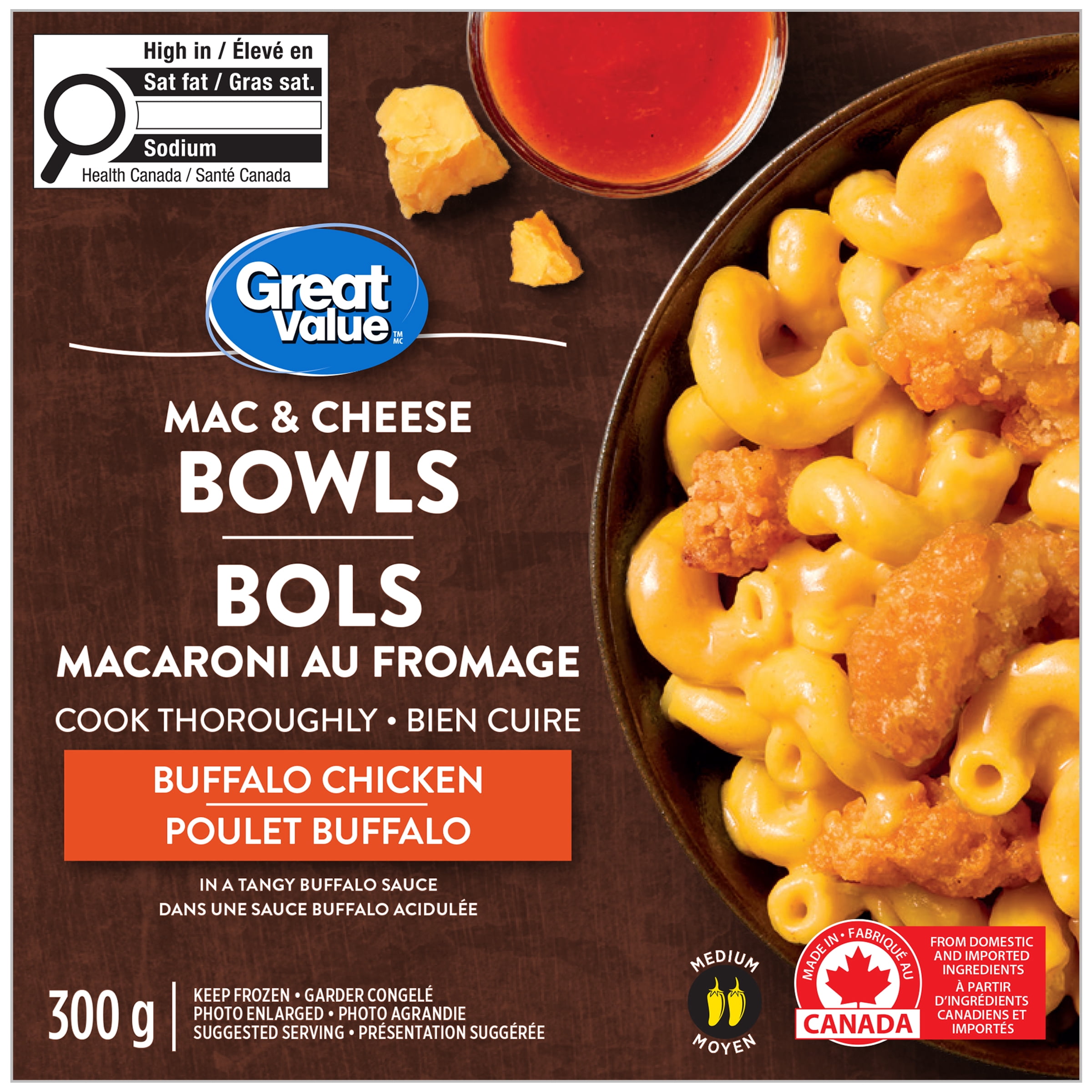 Great Value Buffalo Chicken Mac & Cheese Bowls, 300 g