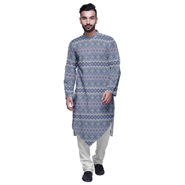 Atasi Cotton Flex Mens Kurta Printed Chinese Collar Mens Long Kurta Shirt