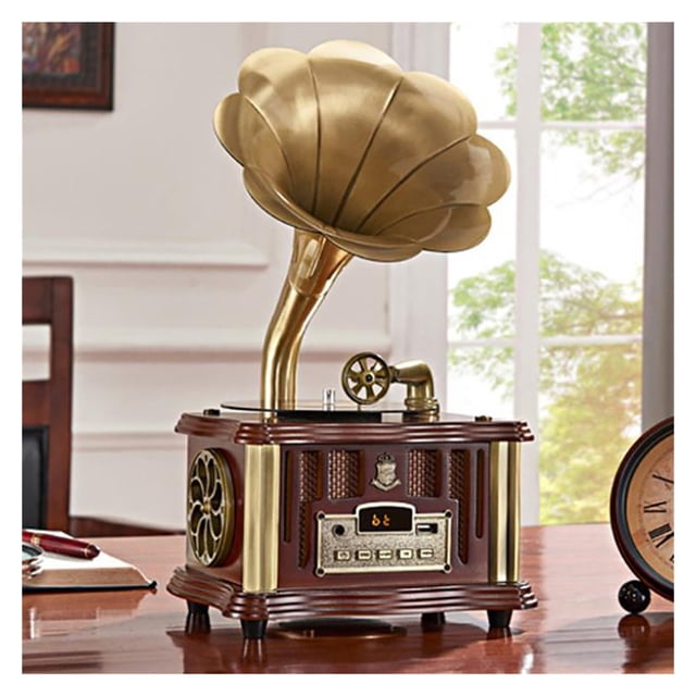 Retro Gramophone Mini Antique Ornaments European-style Record Player Vintage Record Player Mini Speaker ,Simple Setup