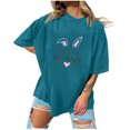 thumbnail image 1 of Birdeem Womens Easter Printed Casual Round Neck Short Sleeve Pullover, 1 of 4