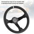 thumbnail image 4 of Steering Wheel Leather Steering Wheel Car Modified Accessory 350mm/14in For  Style 6-  Black Leather Racing Steering Wheel W/ Horn, 4 of 8