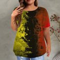 thumbnail image 1 of EGNMCR Hauts Grande Taille pour Femmes Décontractés à Imprimé Manches Courtes Col Rond Hauts Amples T-Shirt Blouse, 1 of 6