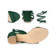 thumbnail image 2 of BLISSFUL STEP Lace Up Strappy Block Mid Heels Sandals for Women Green (Size 5), 2 of 5