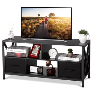Ourlova TV Stand for 50 Inch TV Entertainment Center with 2 Fabric Drawer and Open Shelf TV Stand Dresser for Bedroom TV Console Table for Living Room