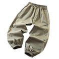 thumbnail image 1 of Lenpel Pantalon Cargo Décontracté pour Garçons, Taille Élastique, à Enfiler, Bas Resserré, Pantalon de Randonnée Extérieur, Joggers Amples pour Enfants (Vert Armée, 9-11 Ans), 1 of 4
