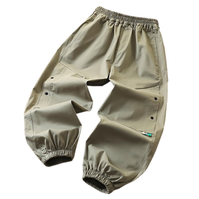 Lenpel Pantalon Cargo Décontracté pour Garçons, Taille Élastique, à Enfiler, Bas Resserré, Pantalon de Randonnée Extérieur, Joggers Amples pour Enfants (Vert Armée, 9-11 Ans)