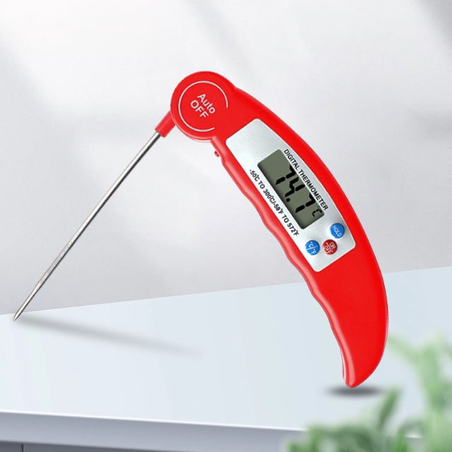 Uscallm Stainless Steel Probe Food Thermometer Digital Instant Read BBQ Meat Cooking Thermometer Foldable Kitchen Thermometer for Liquid Milk Candy Oil