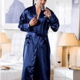 thumbnail image 3 of Men Solid Casual Long Sleeves Lace-up Home Pocket Long Pajama Robe, 3 of 6