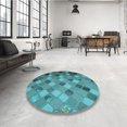 thumbnail image 4 of Ahgly Company Tapis d'Intérieur Lavables en Machine, Carrés de Transition Vert Turquoise Foncé, Carrés de 3', 4 of 7