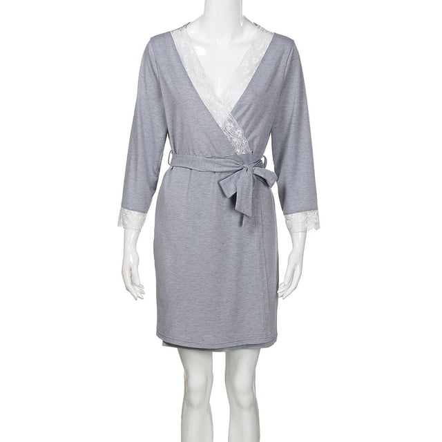 Ketyyh-chn99 Robe de Maternité pour Séance Photo Femmes Dentelle Femmes Enceintes Décontractée Allaitement Bébé pour Maternité Robe Pyjama Gris Foncé,m