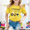 thumbnail image 2 of PMVFHDE T-Shirt Graphique à Manches Courtes Imprimé Lapin de Pâques pour Enfants, Col Rond, Décontracté, Printemps Été, Jaune, 3-4 Ans, 2 of 4