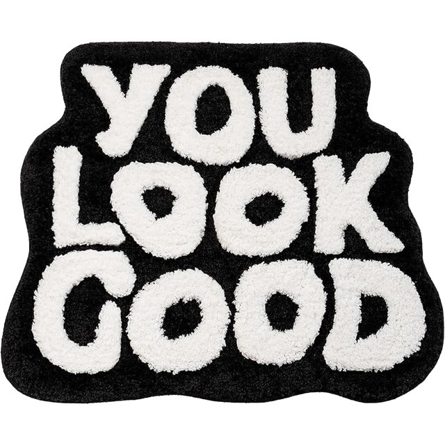 Gift2u Tapis de Bain « You Looks Good », 21x25 Po Tapis de Bain Doux et Confortable à Lettres, Tapis de Salle de Bain Absorbants Antidérapants Amusants, Tapis de Bain Mignons Lavables à la Machine pour Salle de Bain Chambre Entrée