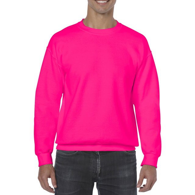Gildan Mens Heavy Blend Crewneck Sweatshirt, M, Safety Pink