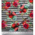 thumbnail image 1 of Soimoi Tissu en Rayonne Imprimé Feuilles et Roses par Yard 42 Pouces de Large, 1 of 3
