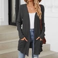 thumbnail image 2 of FAIWAD Women’s 2024 Fall Trendy Cardigan Lightweight Ribbed Knit Cardigan Long Sleeve Open Front Coat with Pockets, 2 of 4