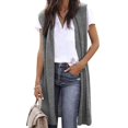 thumbnail image 1 of Cardigan Kimono Léger Sans Manches à devant Ouvert avec Poches pour Femme, Décontracté, 1 of 6