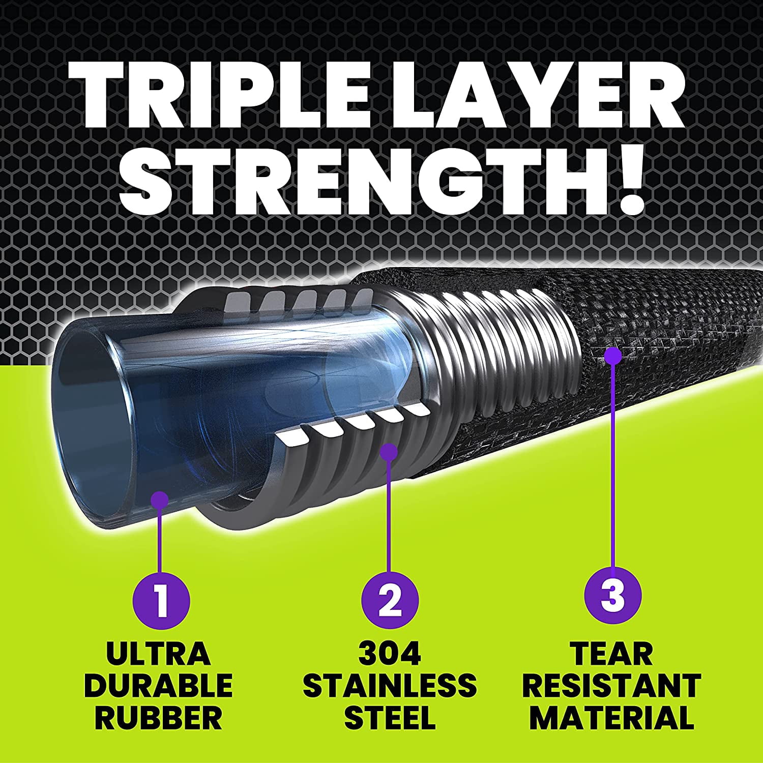 Refurbished HydroSteel 8588 Heavy Duty Triple Layered Garden Hose