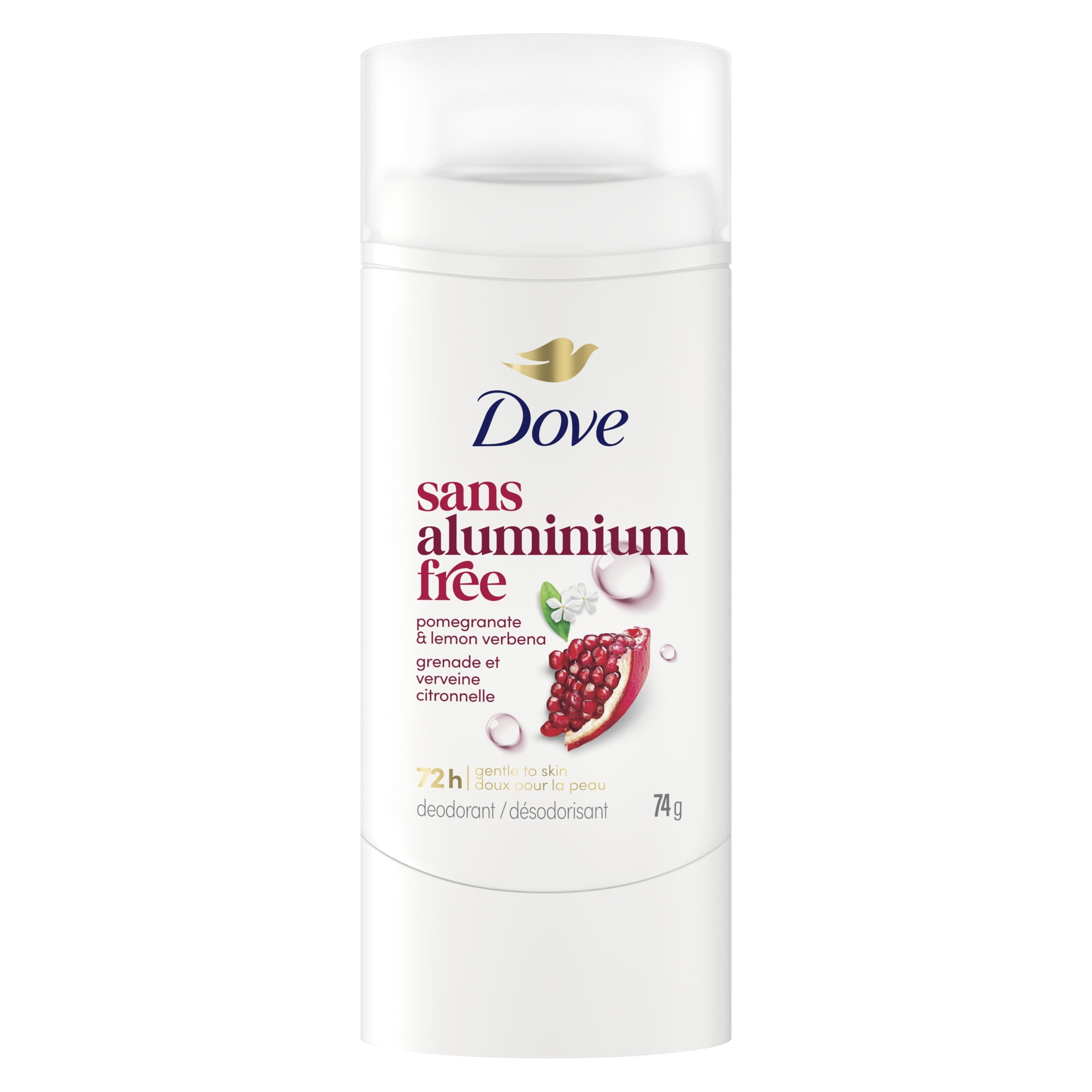 Dove Désodorisant Sans Aluminium Protection 72 H Grenade et Verveine Citronnelle, 74 g
