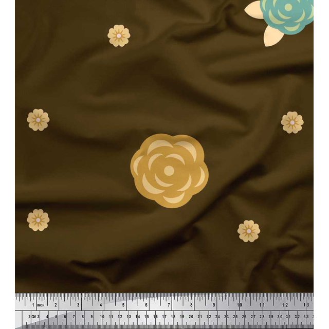 Soimoi Poly Georgette Fabric Artistic Flower Printed Craft Fabric by the Yard 42 Inch Wide