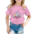 thumbnail image 1 of 4t Fille Tout-Petit Extra Large Enfant Filles Pâques Mignon Graphique Col Rond Manches Courtes T-Shirt Décontracté d'Été, 1 of 4