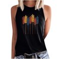 thumbnail image 1 of EQWLJWE Camisoles pour Femmes Camisoles Femmes Mode Tendance Femmes Imprimé Col Rond Sans Manches Chandails à Blocs Tunique T-Shirt Hauts, 1 of 4