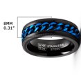 thumbnail image 3 of Men's Stainless Steel Curb Chain Link Spinner Fidget Ring Anxiety Band Black Blue 8MM, 3 of 4