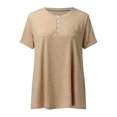 thumbnail image 4 of MAWCLOS T-Shirt pour Femmes Couleur Unie Col en V Tee Confortable Rue Manches Courtes Blouse Kaki 3TG, 4 of 7