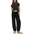 thumbnail image 1 of ORUYROP Ensemble 2 Pcs pour Femmes Ensemble de Détente Tendance Pull Tricoté Manches Courtes Mode, 1 of 5