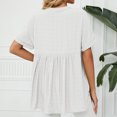 thumbnail image 4 of Birdeem Mode pour Femmes Manches Courtes Rétro Col Rond Pâques Couleur Unie Hauts Amples Blouse Manche, 4 of 8