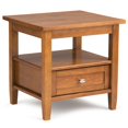 thumbnail image 2 of SIMPLIHOME Warm Shaker SOLID WOOD 20 inch wide Rectangle Rustic Contemporary End Side Table in Light Golden Brown with Storage, 1 Drawer and 1 Shelf, for the Living Room and Bedroom, 2 of 2